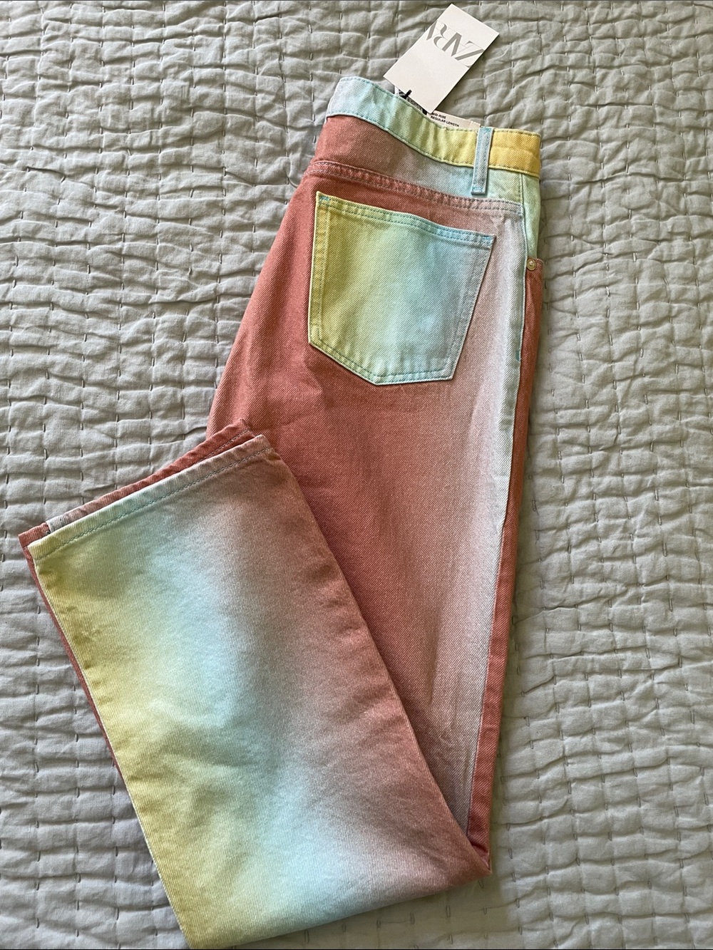 Zara Pastel Ombre Straight-Leg Jeans - Pink, Yellow, Blue